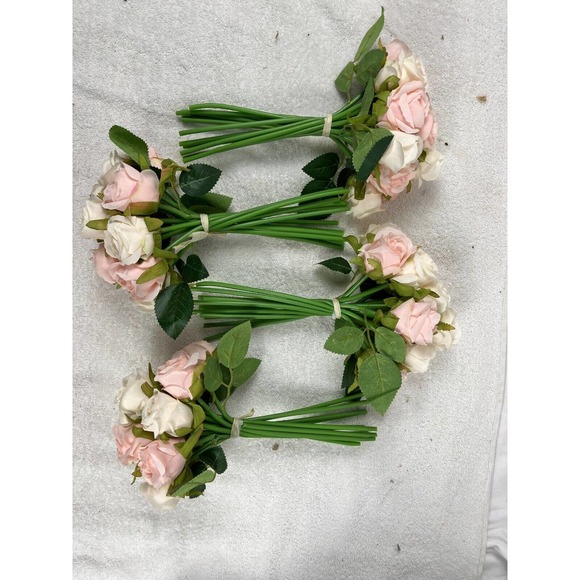 48-Pcs Artificial Silk Rose Flowers w/ Leaves & Stems for Wedding Bridal Shower - Picture 6 of 14